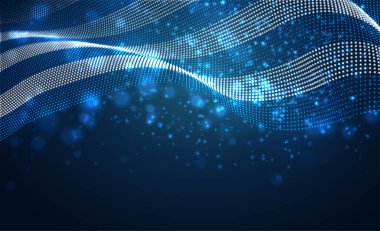 Soyut noktalardan oluşan parlak ülke bayrağını taşıyın. Yunanistan