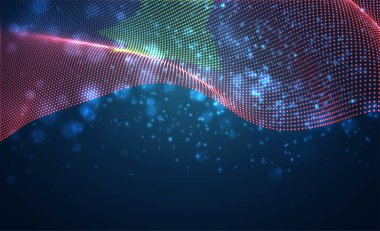 Soyut noktalardan oluşan parlak ülke bayrağını taşıyın. Vietnam