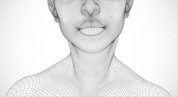 女孩的矢量肖像 3D模型在白色背景下孤立 — 图库矢量图片
