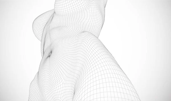 Kare Poligondan Boyutlu Bir Kadın Vücudu Siyah Beyaz Stili — Stok Vektör