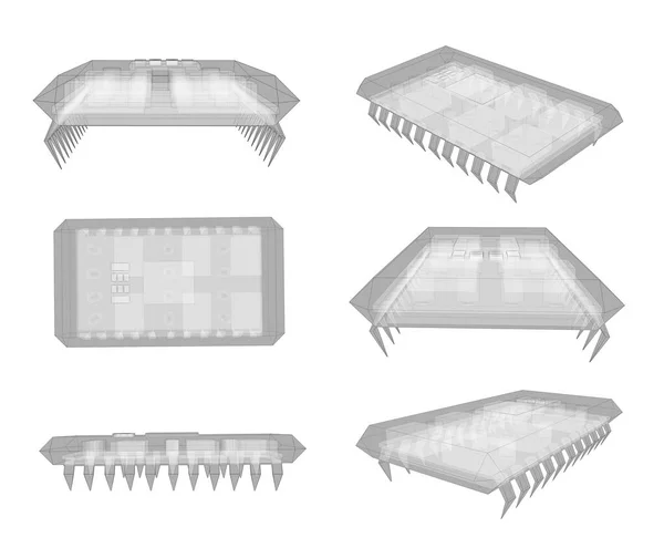 コンピュータ用の3Dベクトルチップセット — ストックベクタ