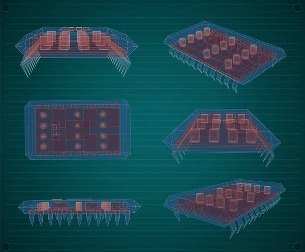 计算机3D矢量芯片集 — 图库矢量图片