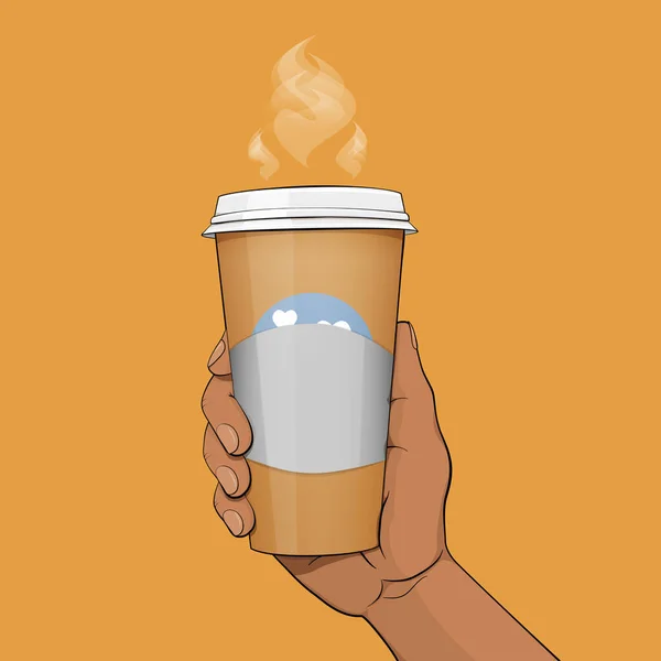 手里拿着一杯咖啡或茶 跟你一起走吧热可口的饮料 — 图库矢量图片