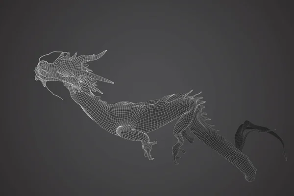 中国の旧正月の象徴です 長い空飛ぶドラゴンカイト ベクトル3Dイラスト — ストックベクタ