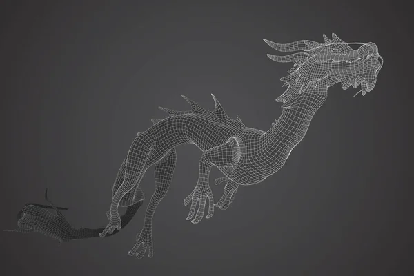 中国の旧正月の象徴です 長い空飛ぶドラゴンカイト ベクトル3Dイラスト — ストックベクタ