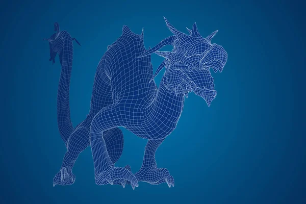 Символ Китайского Нового Года Длинный Летающий Змей Дракона Векторная Иллюстрация — стоковый вектор