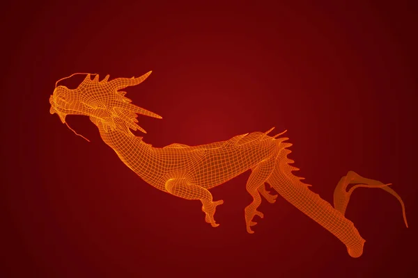 Symbol Kinesisk Nytår Lang Flyvende Drage Drage Drage Vektor Illustration – Stock-vektor