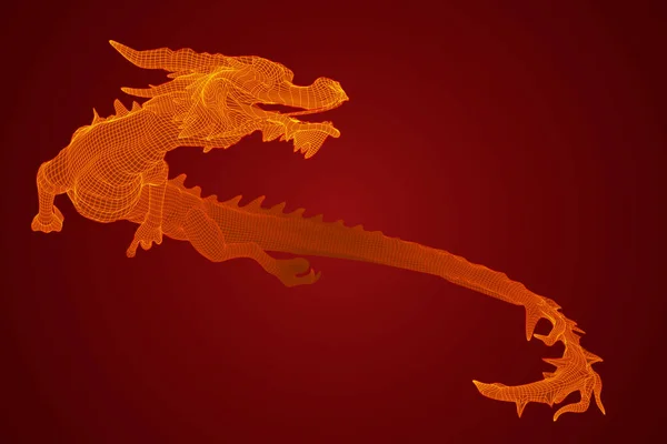 Символ Китайского Нового Года Длинный Летающий Змей Дракона Векторная Иллюстрация — стоковый вектор