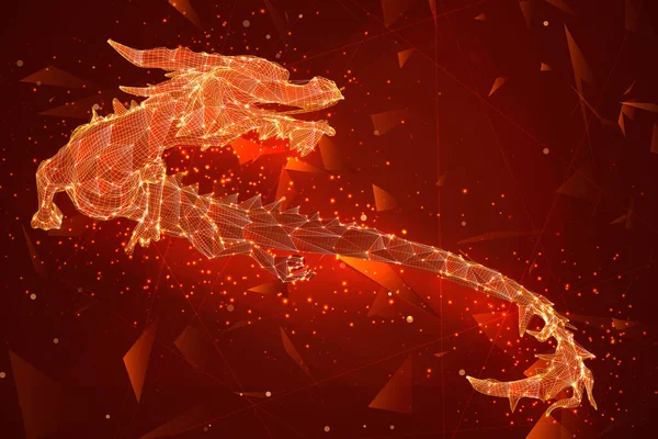 Symbol Des Chinesischen Neujahrs Langfliegender Drachendrachen Vektor Illustration — Stockvektor