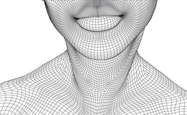 Una Cara Femenina Tridimensional Polígonos Cuadrados Estilo Blanco Negro — Vector de stock