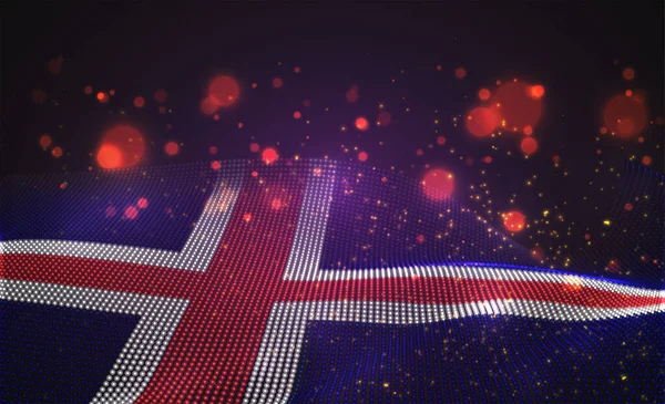 Vector Brillante Bandera País Brillante Puntos Abstractos Islandia — Vector de stock