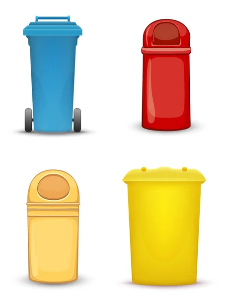 Contentores Lixo Para Triagem Resíduos Imagem Vetorial Estilo Cartoon Plano —  Vetores de Stock