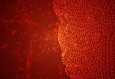 3d vektör altıgen kadın yüzü