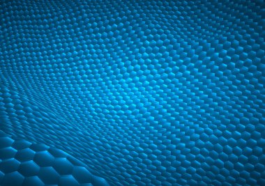 Altıgenli soyut vektör arkaplanı. Sanal dünyanın manzarası ve manzarası. 3B tasarım