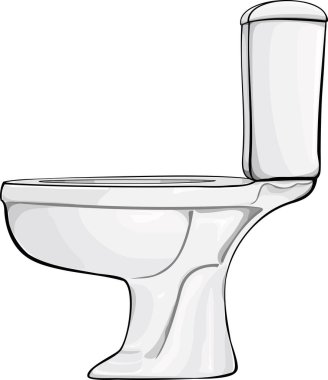 Kapalı tuvalet, yan manzara, beyaz üzerine izole edilmiş.