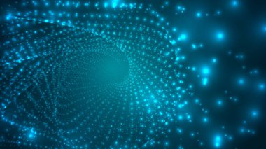 Parlak parçacıkların ve yolların soyut arkaplanı. vektör illüstrasyonu