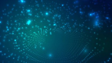 Parlak parçacıkların ve yolların soyut arkaplanı. vektör illüstrasyonu
