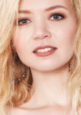 Genç güzel kız poz veriyor. vektör yarıton