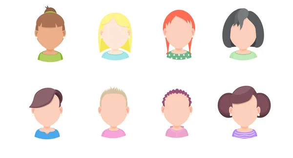 Szett Vektor Portrék Nők Különböző Frizurák Lapos Stílusban Avatar Szociális — Stock Vector