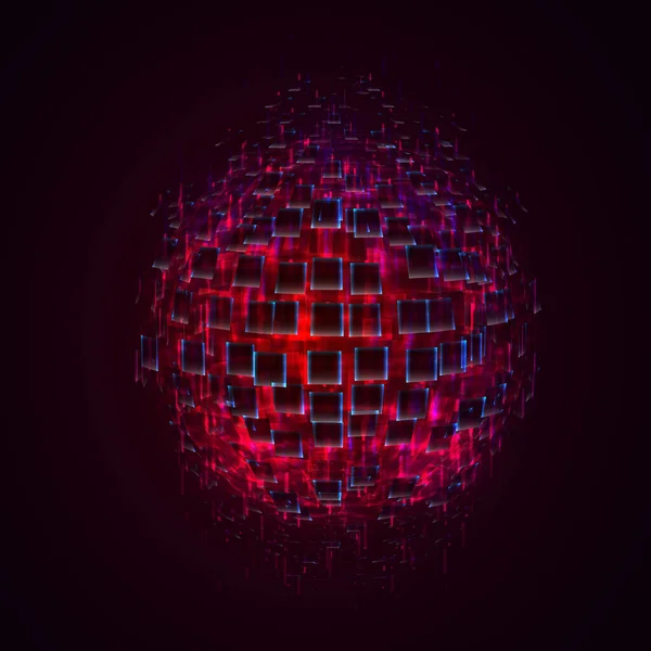 暗い背景のベクトル明るい輝くボール 混沌とした光線 — ストックベクタ