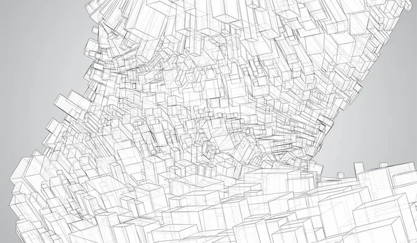 Fundo Geométrico Vetorial Formas Quadradas Abstratas Curvas —  Vetores de Stock