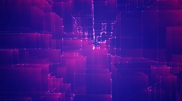 Vektor Latar Belakang Geometris Kubus Dan Persegi Dalam Warna Ungu - Stok Vektor