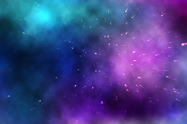 星雲の無限の空間のベクトル背景 白い点のついた明るい油汚れやしみ — ストックベクタ