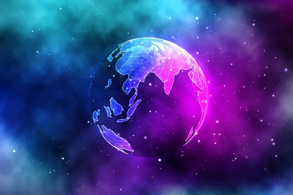 明るい抽象的な背景を持つベクトル地球惑星 — ストックベクタ