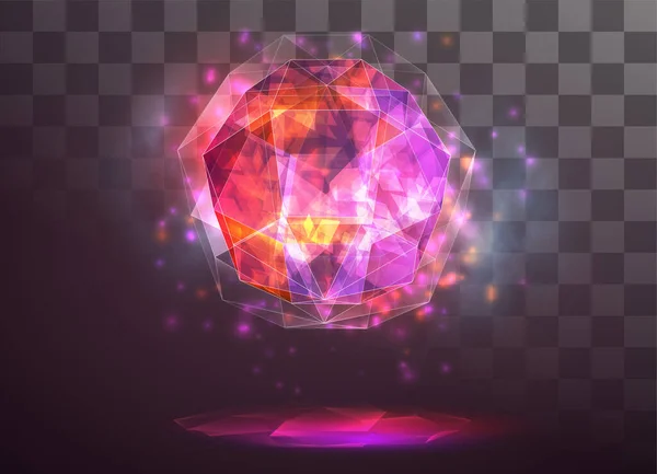 Cristal Vector Poder Energía Los Elementos Azul Violeta Brillo Neón — Archivo Imágenes Vectoriales