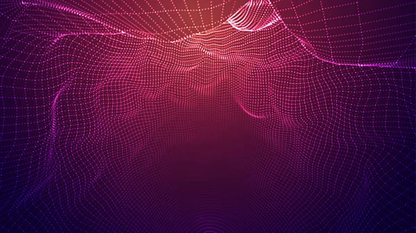 Abstrakter Hintergrund Von Hell Leuchtenden Teilchen Und Wegen Vektorillustration — Stockvektor