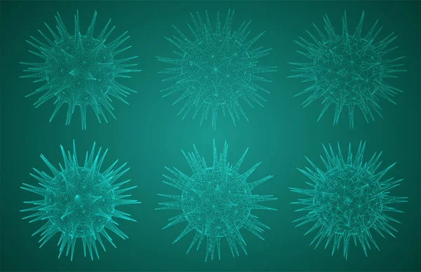Vektorkészlet Koronavírus Baktériumok Modelljeiből Színes Alapon — Stock Vector