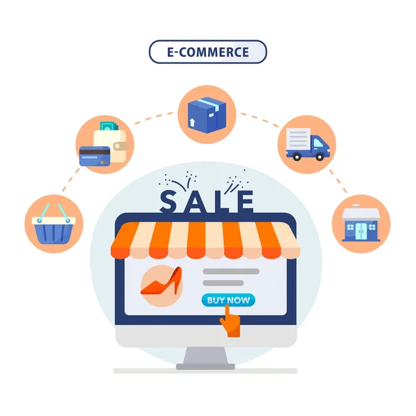 Compras Online Vector Concepto — Vector de stock