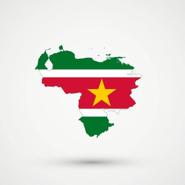 Surinam bayrak renkleri, düzenlenebilir vektör harita Venezuela.