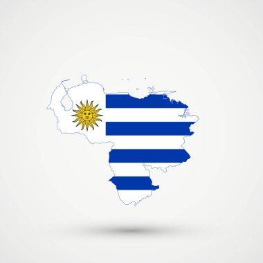 Uruguay bayrağı renk, düzenlenebilir vektör harita Venezuela.