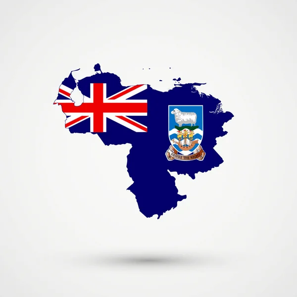 委内瑞拉地图在福克兰群岛旗子颜色 可编辑的向量 — 图库矢量图片