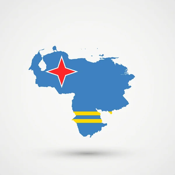Venezuela Karte Den Farben Der Arubanischen Flagge Editierbarer Vektor — Stockvektor