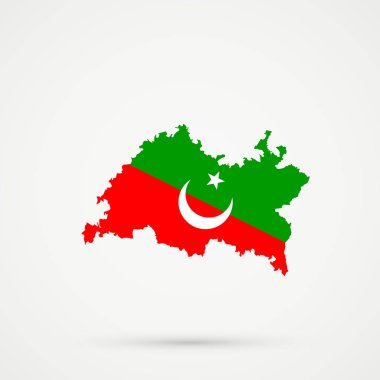 Tatarlar Tataristan haritada bayrak renkleri, düzenlenebilir vektör.