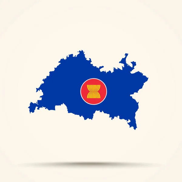Map Tatarstan Association Southeast Asian Nations Flag Color — Stock Vector