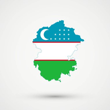 Çuvaşistan Haritası Özbekistan bayrağı renk, düzenlenebilir vektör.