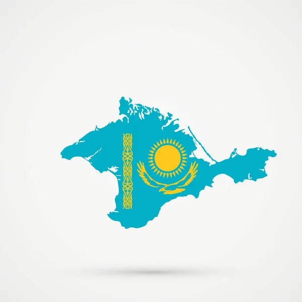 Kaart Van Republiek Van Krim Kazachstan Vlag Kleuren Bewerkbare Vector — Stockvector