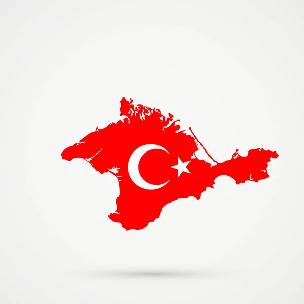 Kırım Cumhuriyeti Harita Türkiye Bayrak Renkleri Düzenlenebilir Vektör — Stok Vektör