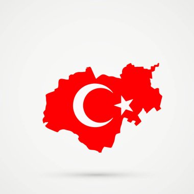 Kabardey-Balkar Cumhuriyeti harita Türkiye bayrak renkleri, düzenlenebilir vektör.