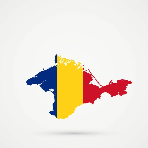 Repubblica di Crimea mappa in Romania colori bandiera, vettore modificabile . — Vettoriale Stock