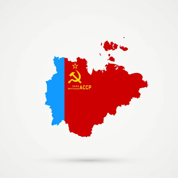 Sakha Republic mapa en Yakut Autonomous Soviet Socialist Republic (1954-1978) colores de la bandera, vector editable . — Archivo Imágenes Vectoriales
