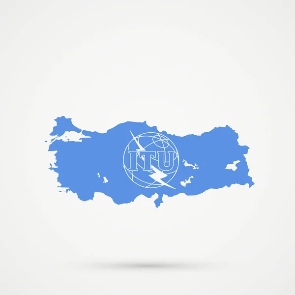 Mapa de Turquía en colores de bandera de la Unión Internacional de Telecomunicaciones (UIT), vector editable . — Vector de stock