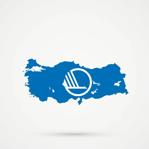 Turquía mapa en colores de la bandera del Consejo Nórdico, vector editable. — Vector de stock