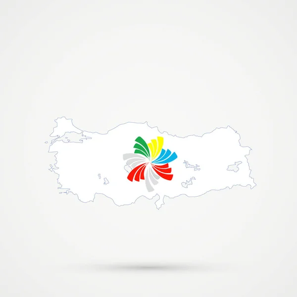 Χάρτης της Τουρκίας σε χρώματα σημαίας της Συμμαχίας Ειρηνικού, επεξεργάσιμο διάνυσμα. — Διανυσματικό Αρχείο