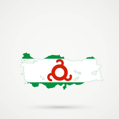 Türkiye haritası Ingushetia bayrak renkleri, düzenlenebilir vektör.