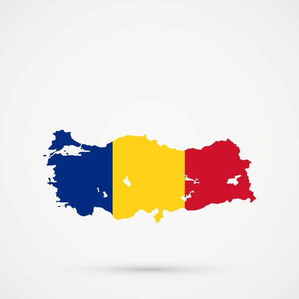 Mapa de Turquía en Rumania colores de la bandera, vector editable. — Vector de stock