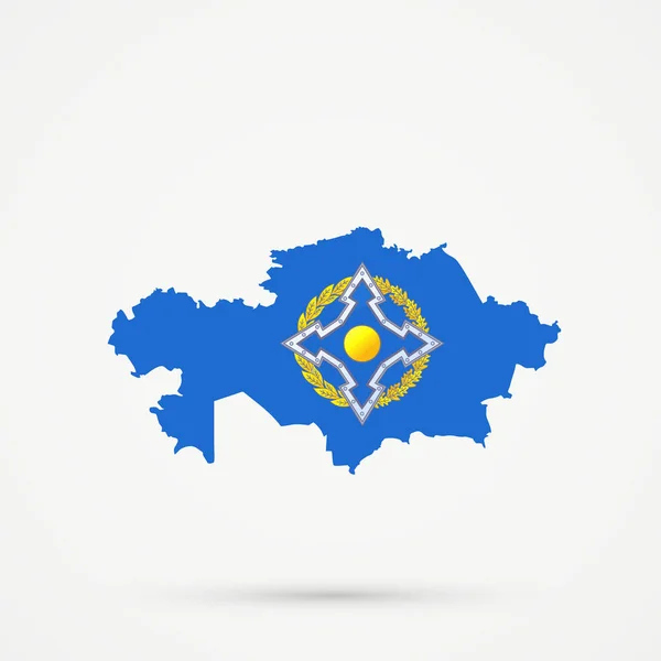 Kazakhstan carte en couleurs du drapeau de l'Organisation du Traité de sécurité collective (OTSC), vecteur modifiable. — Image vectorielle